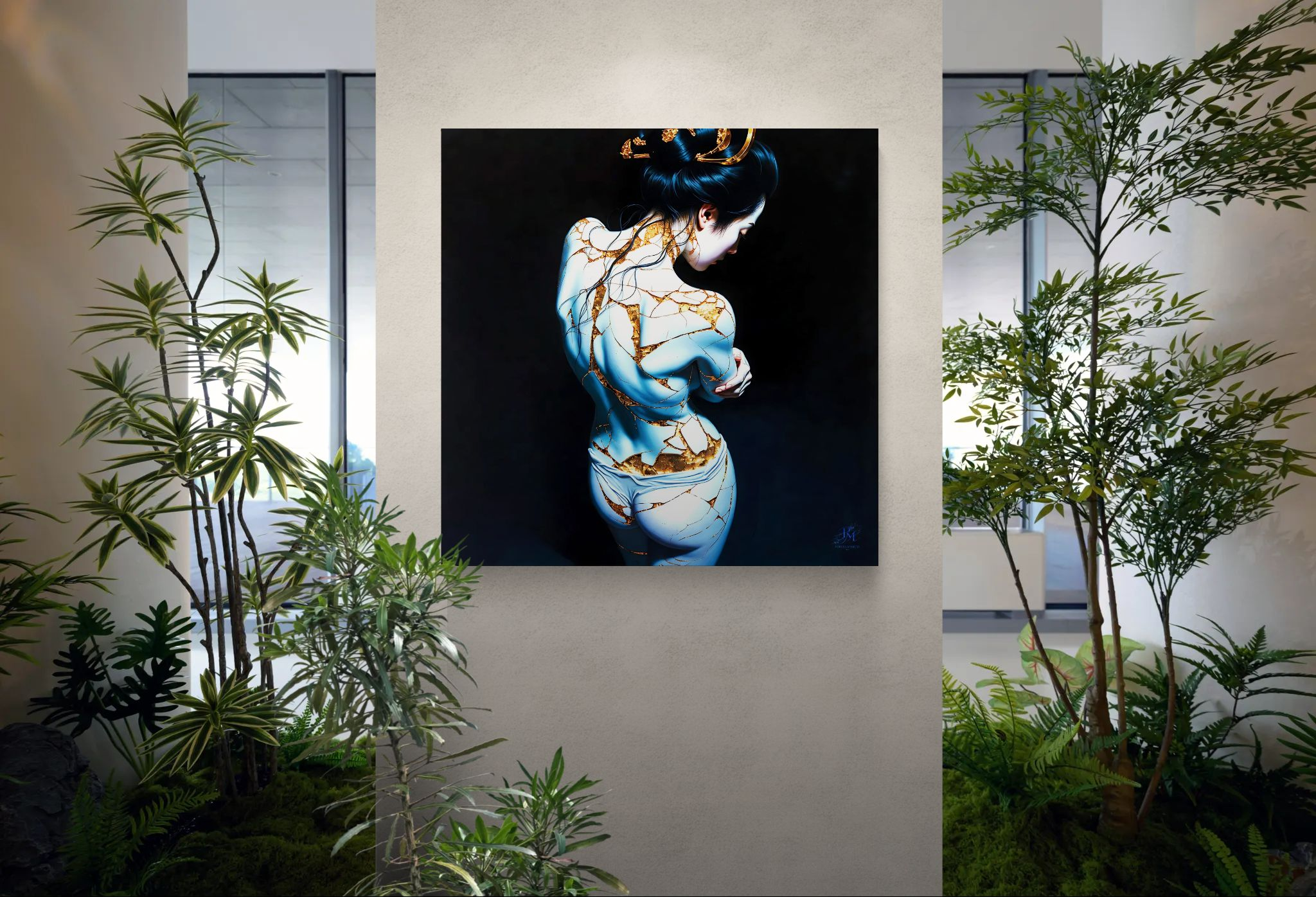 Kintsugi Geisha Metal Print, Limited PorcelainMuse Edition
