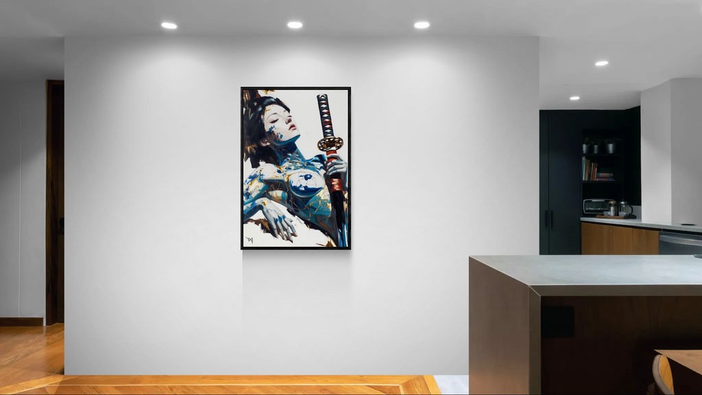 Stillness Before the Blade — Kintsugi Samurai Canvas Art