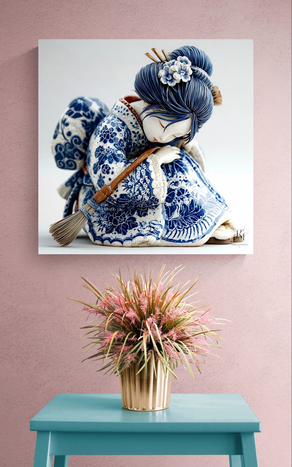 Porcelain Reverie — Blue & White Canvas Art