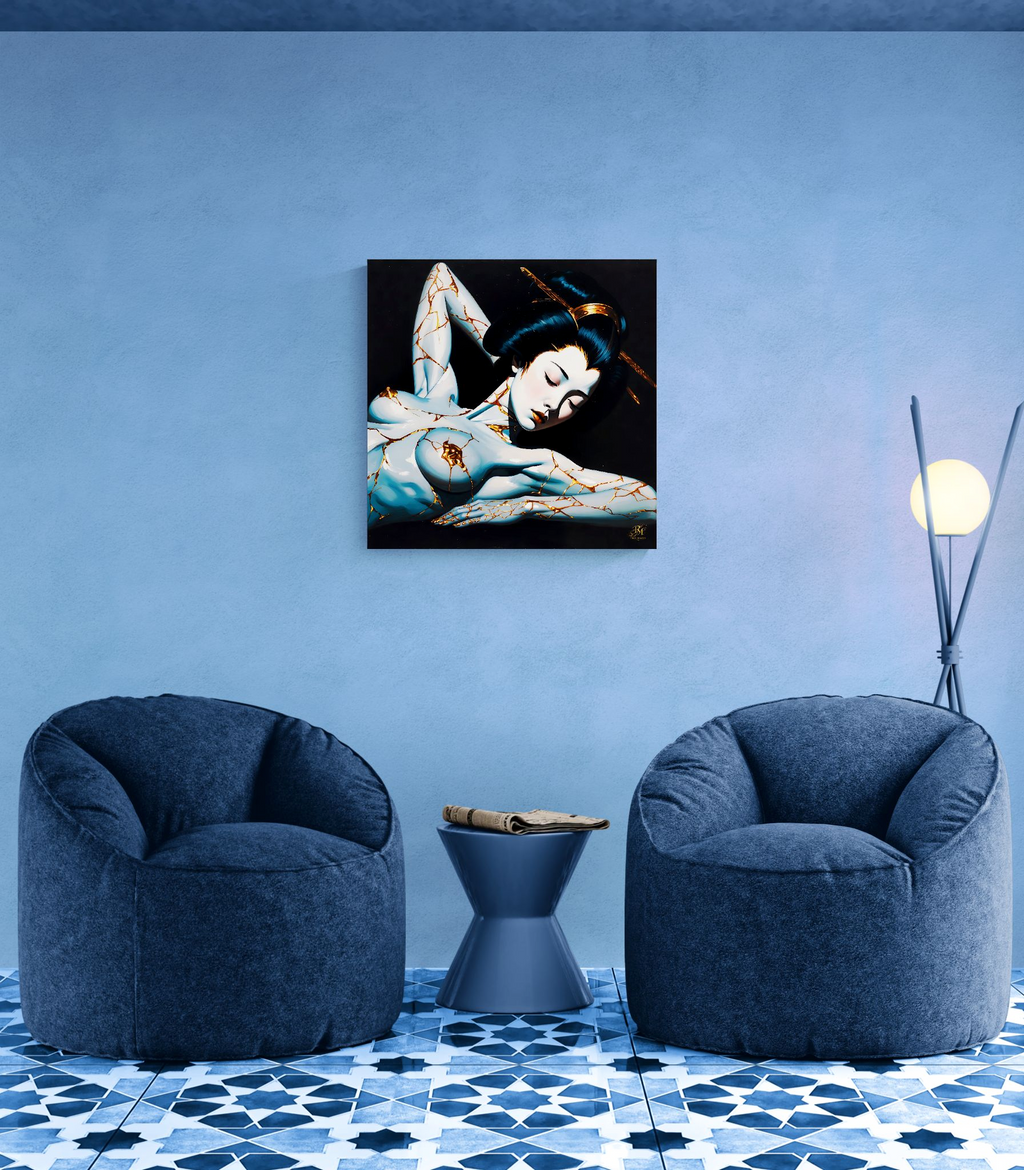 Kintsugi Geisha Metal Print, Limited PorcelainMuse Edition