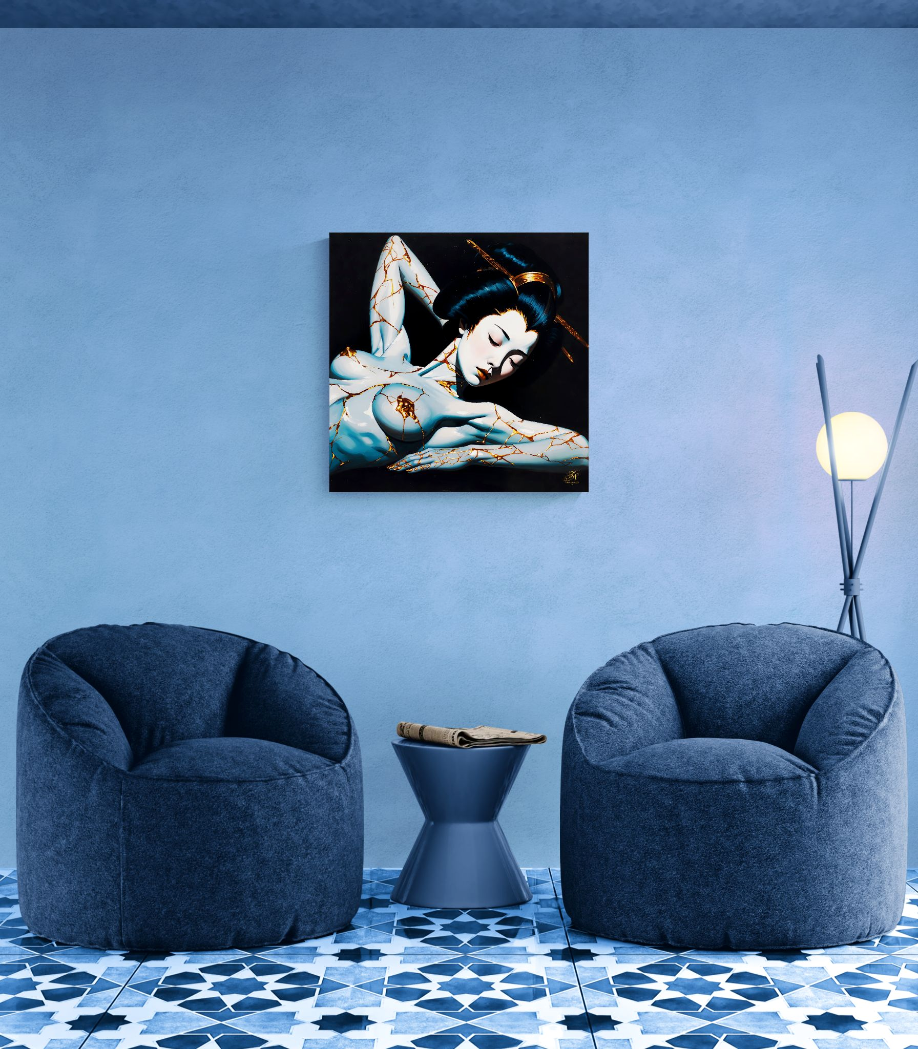 Kintsugi Geisha Metal Print, Limited PorcelainMuse Edition