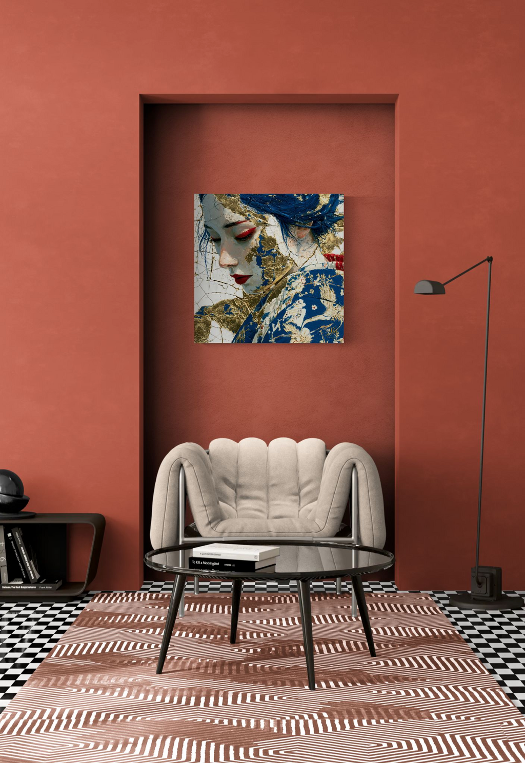 Golden Fragments of Silence — Kintsugi Geisha Canvas Art