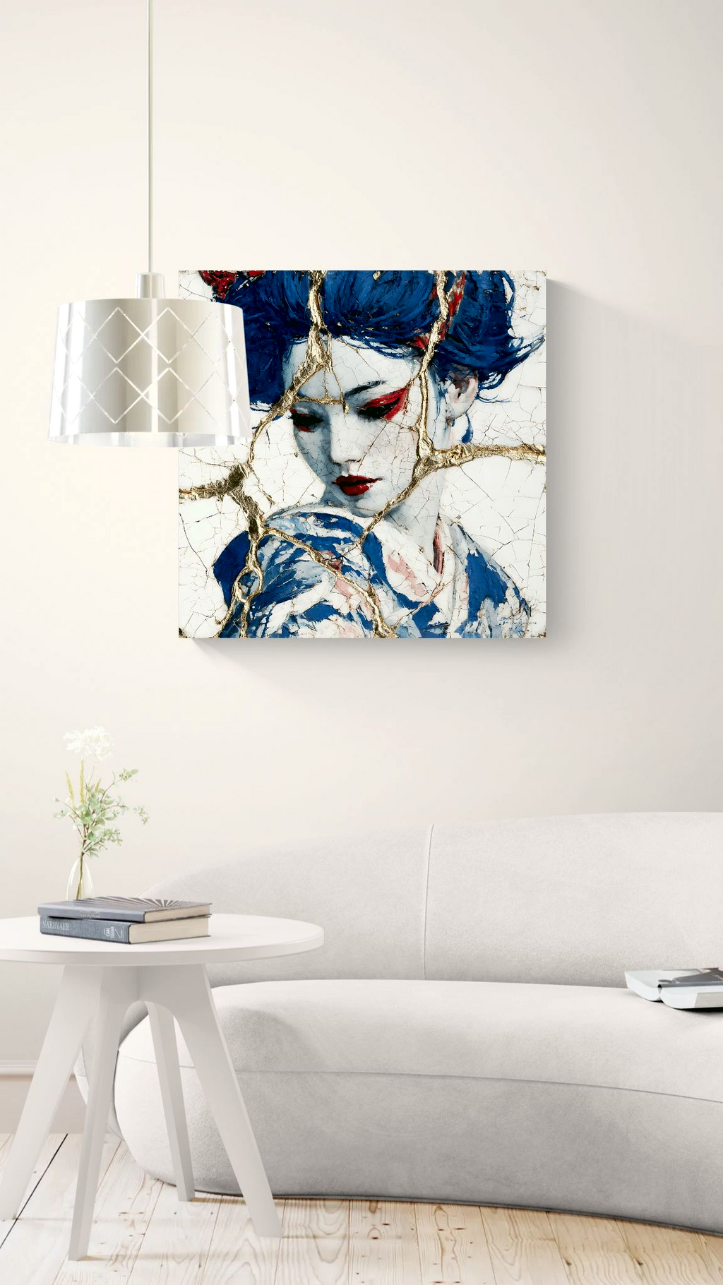 Golden Fracture of Serenity — Kintsugi Geisha Canvas Art