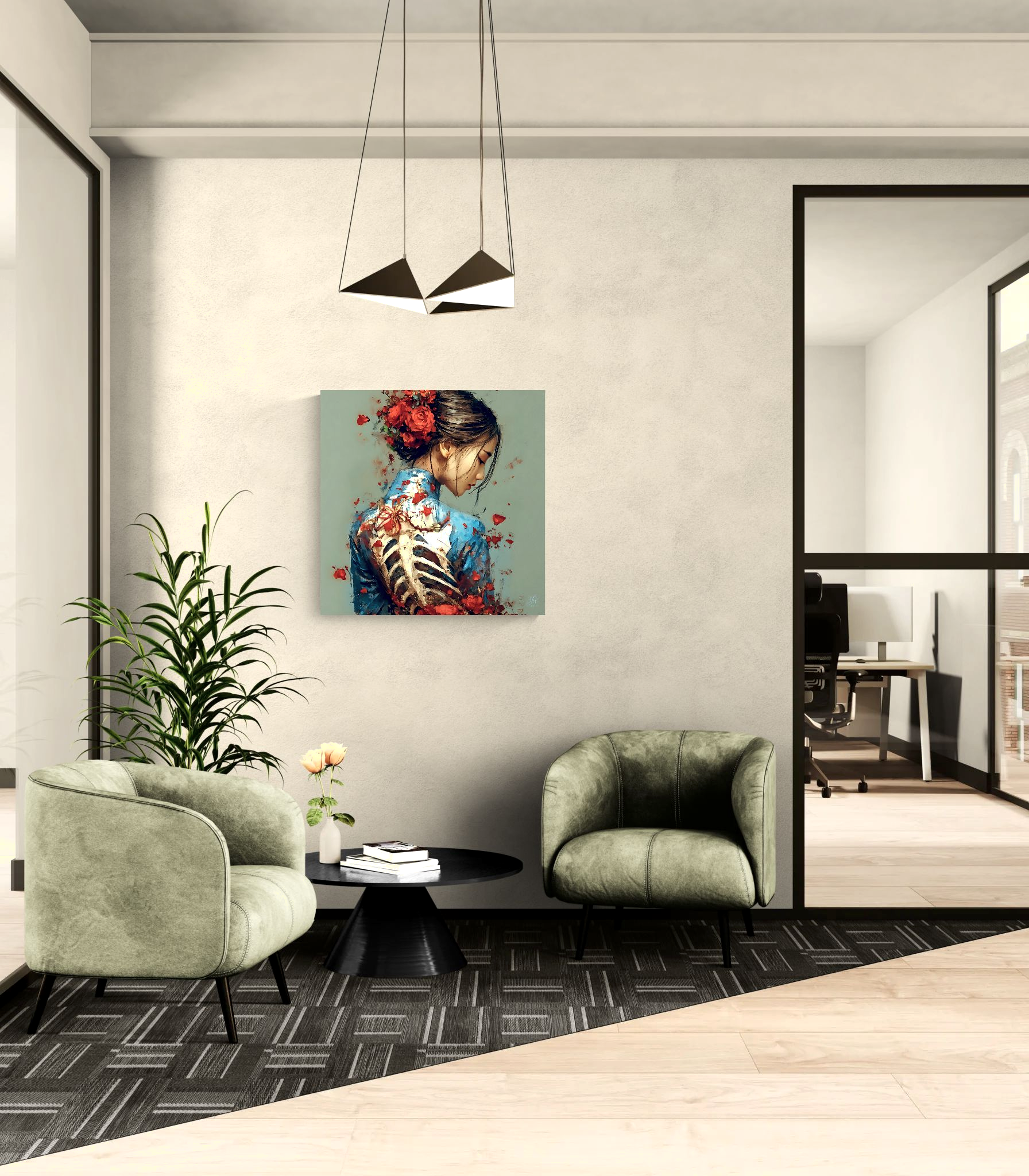 Kintsugi Geisha Metal Print, Limited PorcelainMuse Edition
