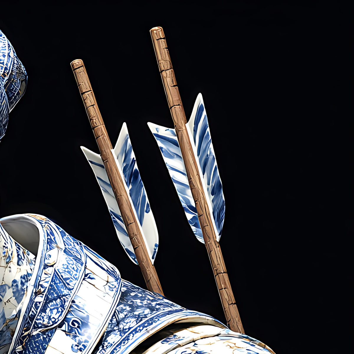 The Fallen Guardian of Blue Porcelain — Porcelain Canvas Art — PorcelainMuse