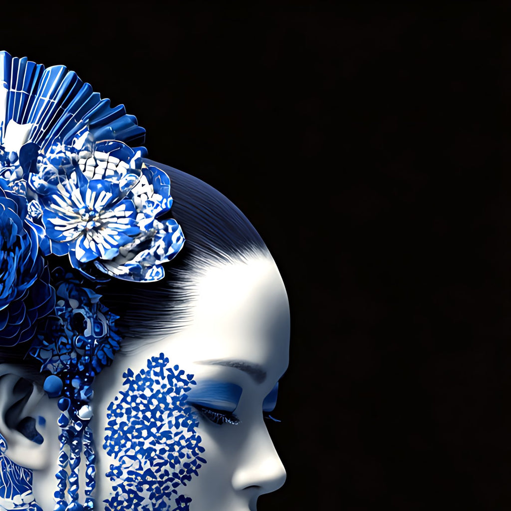 Souveraine de Porcelaine du Silence Bleu — Toile en Porcelaine — PorcelainMuse