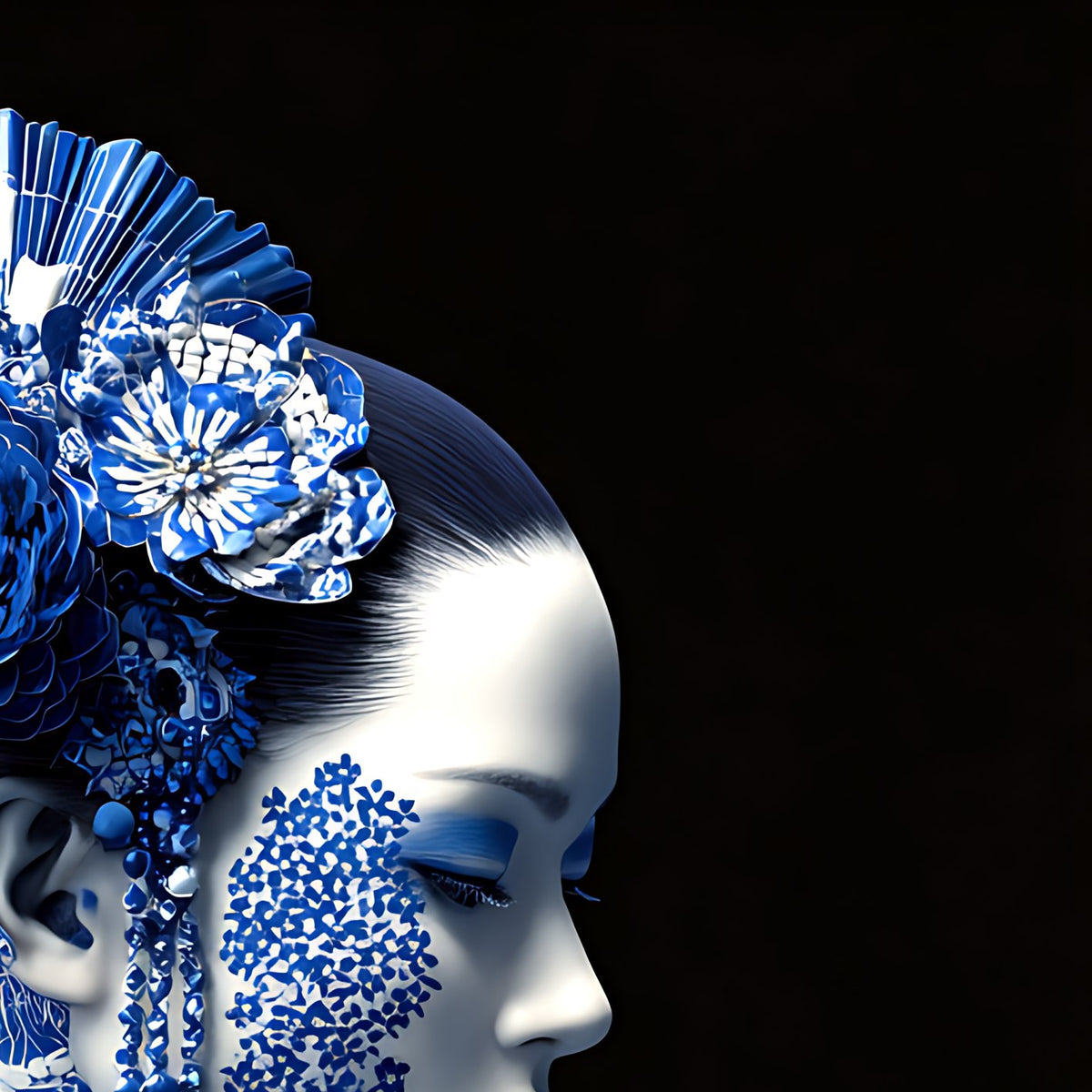 Souveraine de Porcelaine du Silence Bleu — Toile en Porcelaine — PorcelainMuse