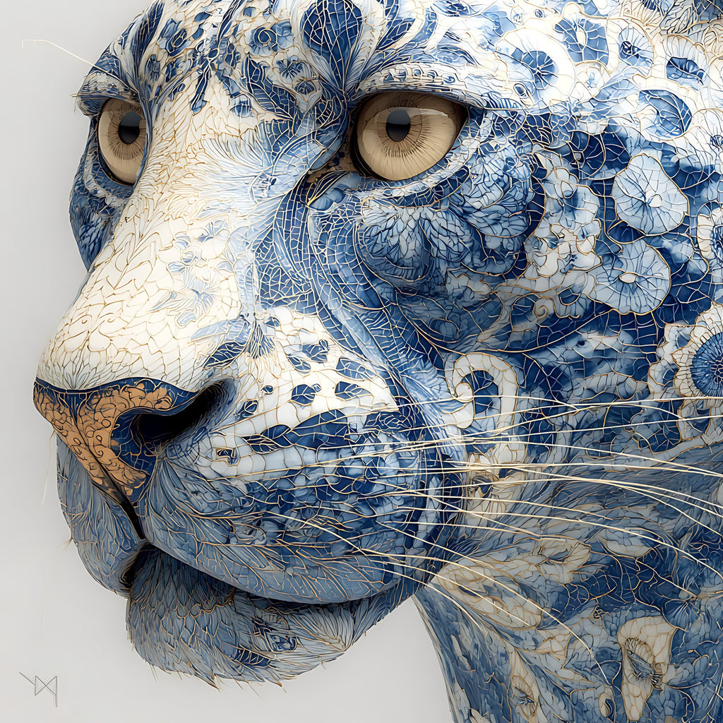 Cobalt Leopard — Porcelain Canvas Art — PorcelainMuse