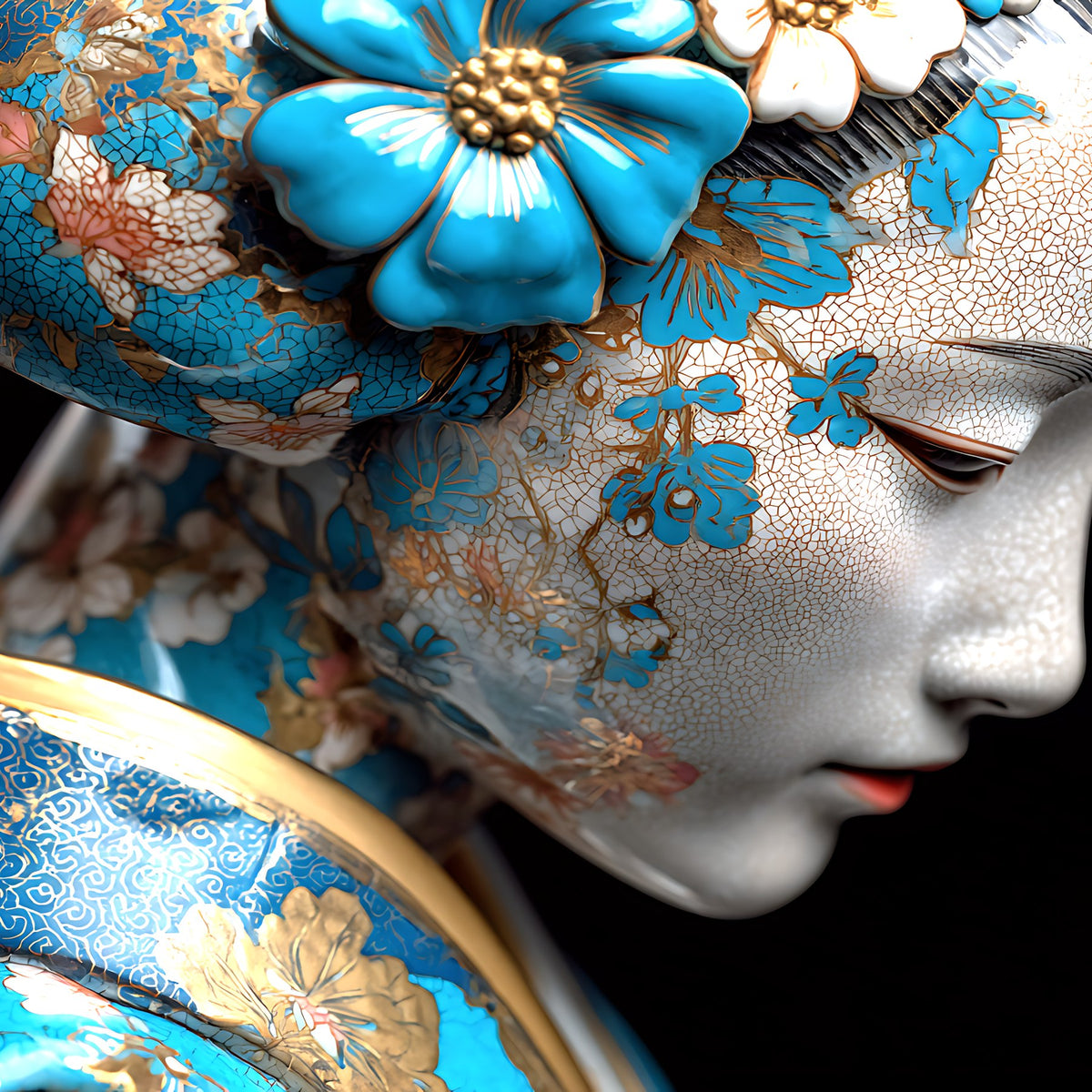 Celestial Porcelain Bloom — Porcelain Canvas Art — PorcelainMuse