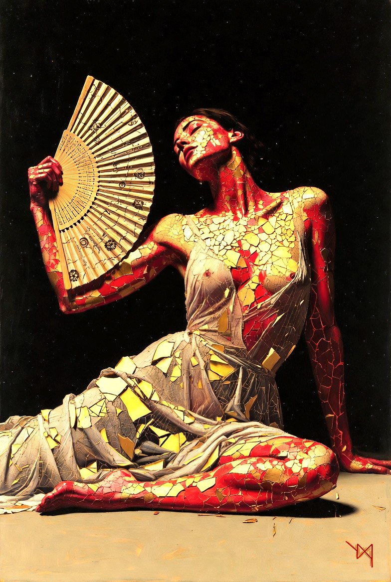 Crimson Kintsugi — Porcelain Canvas Art — PorcelainMuse