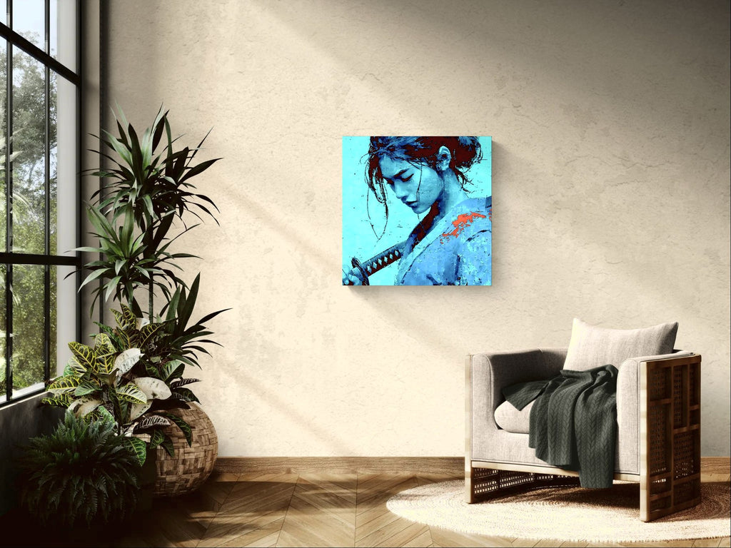 Cerulean Blade of Inner Stillness — Porcelain Canvas Art — PorcelainMuse