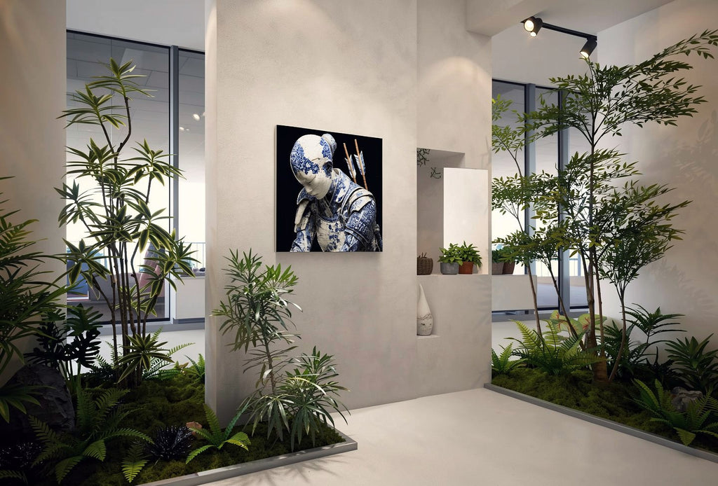 The Fallen Guardian of Blue Porcelain — Porcelain Canvas Art — PorcelainMuse