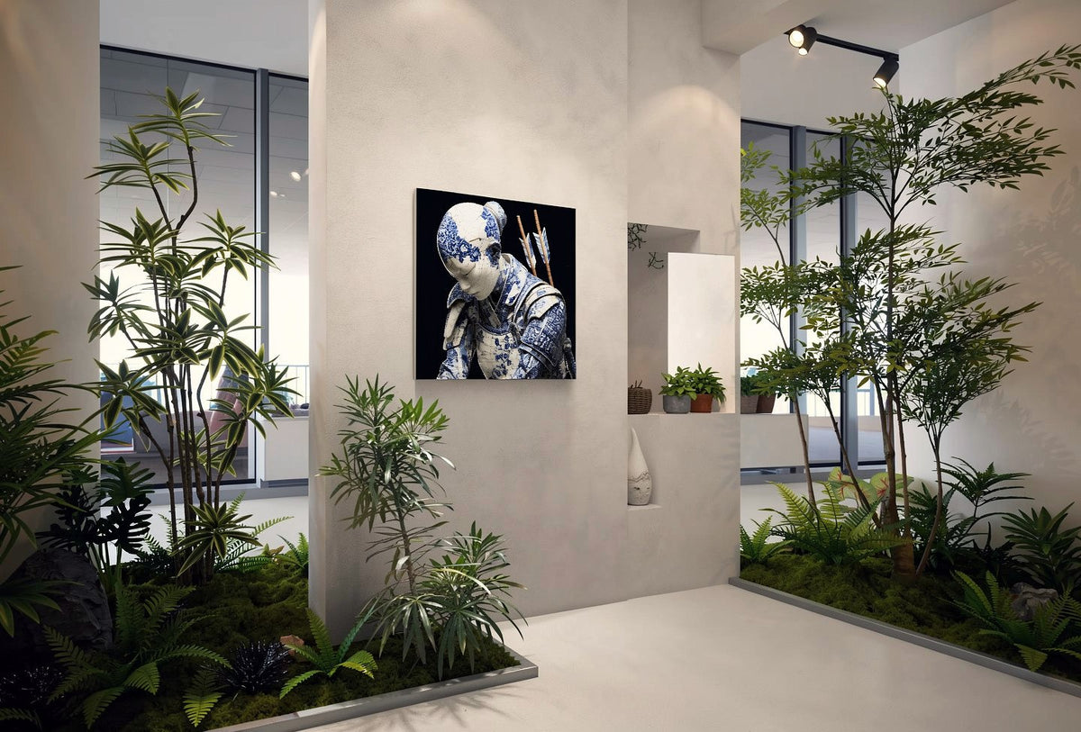 The Fallen Guardian of Blue Porcelain — Porcelain Canvas Art — PorcelainMuse