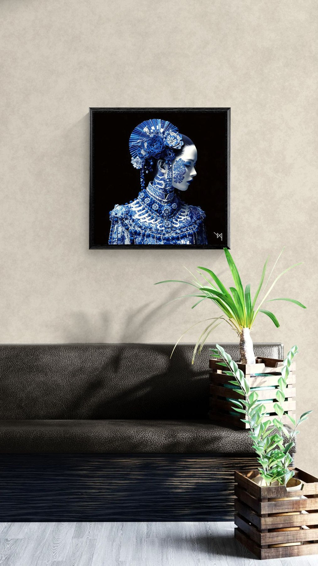 Souveraine de Porcelaine du Silence Bleu — Toile en Porcelaine — PorcelainMuse